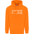 I'd Rather Be Fishing Funny Fisherman ECG Mens 80% Cotton Hoodie Orange