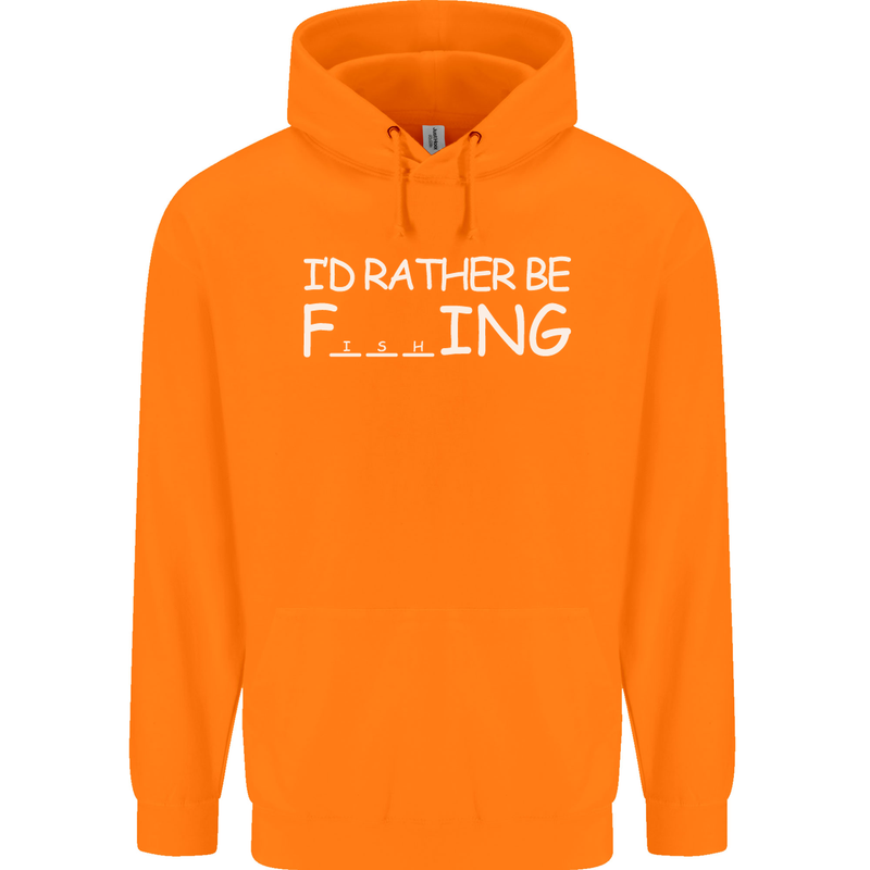 I'd Rather Be Fishing Funny Fisherman ECG Mens 80% Cotton Hoodie Orange