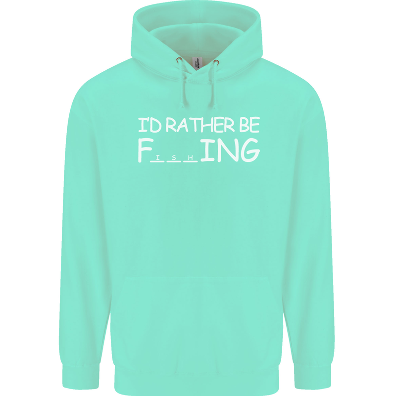 I'd Rather Be Fishing Funny Fisherman ECG Mens 80% Cotton Hoodie Peppermint