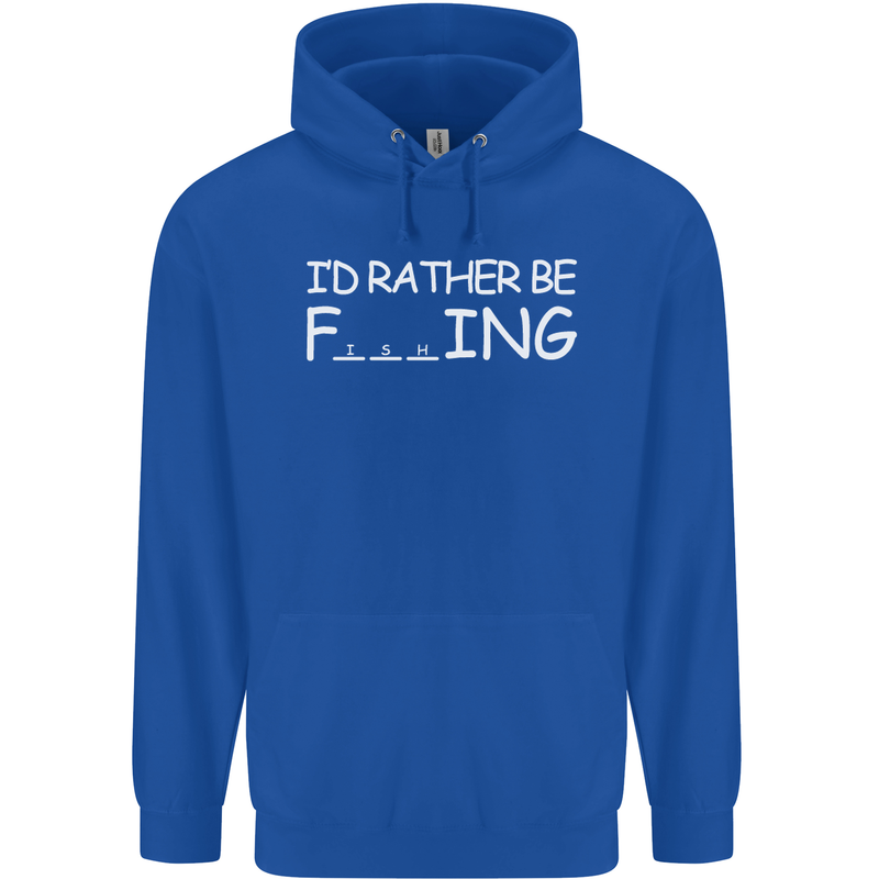I'd Rather Be Fishing Funny Fisherman ECG Mens 80% Cotton Hoodie Royal Blue