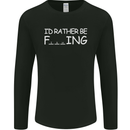 I'd Rather Be Fishing Funny Fisherman ECG Mens Long Sleeve T-Shirt Black