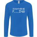 I'd Rather Be Fishing Funny Fisherman ECG Mens Long Sleeve T-Shirt Royal Blue