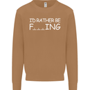 I'd Rather Be Fishing Funny Fisherman ECG Mens Sweatshirt Jumper Caramel Latte