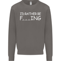 I'd Rather Be Fishing Funny Fisherman ECG Mens Sweatshirt Jumper Charcoal