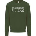 I'd Rather Be Fishing Funny Fisherman ECG Mens Sweatshirt Jumper Forest Green