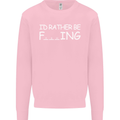 I'd Rather Be Fishing Funny Fisherman ECG Mens Sweatshirt Jumper Light Pink