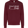I'd Rather Be Fishing Funny Fisherman ECG Mens Sweatshirt Jumper Maroon