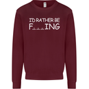 I'd Rather Be Fishing Funny Fisherman ECG Mens Sweatshirt Jumper Maroon