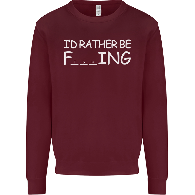 I'd Rather Be Fishing Funny Fisherman ECG Mens Sweatshirt Jumper Maroon