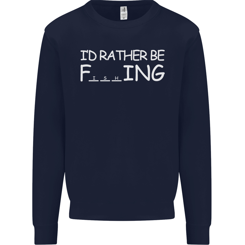 I'd Rather Be Fishing Funny Fisherman ECG Mens Sweatshirt Jumper Navy Blue