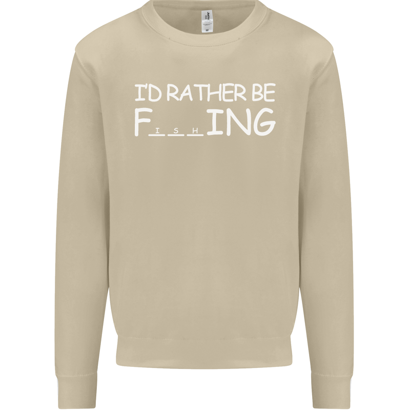 I'd Rather Be Fishing Funny Fisherman ECG Mens Sweatshirt Jumper Sand