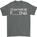 I'd Rather Be Fishing Funny Fisherman ECG Mens T-Shirt Cotton Gildan Charcoal