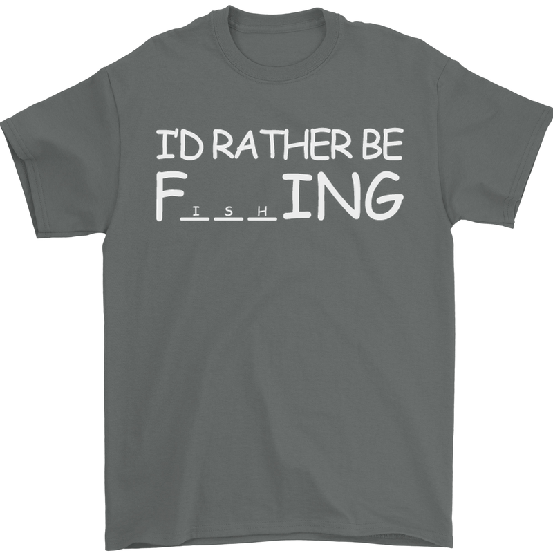 I'd Rather Be Fishing Funny Fisherman ECG Mens T-Shirt Cotton Gildan Charcoal