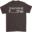 I'd Rather Be Fishing Funny Fisherman ECG Mens T-Shirt Cotton Gildan Dark Chocolate