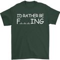 I'd Rather Be Fishing Funny Fisherman ECG Mens T-Shirt Cotton Gildan Forest Green