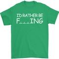 I'd Rather Be Fishing Funny Fisherman ECG Mens T-Shirt Cotton Gildan Irish Green