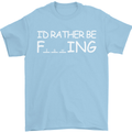 I'd Rather Be Fishing Funny Fisherman ECG Mens T-Shirt Cotton Gildan Light Blue