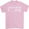 I'd Rather Be Fishing Funny Fisherman ECG Mens T-Shirt Cotton Gildan Light Pink