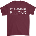 I'd Rather Be Fishing Funny Fisherman ECG Mens T-Shirt Cotton Gildan Maroon