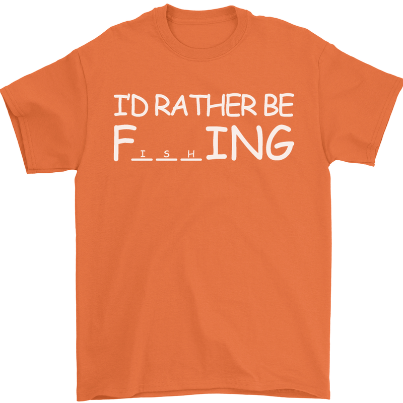 I'd Rather Be Fishing Funny Fisherman ECG Mens T-Shirt Cotton Gildan Orange