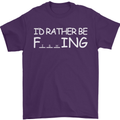 I'd Rather Be Fishing Funny Fisherman ECG Mens T-Shirt Cotton Gildan Purple