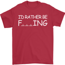 I'd Rather Be Fishing Funny Fisherman ECG Mens T-Shirt Cotton Gildan Red