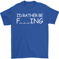 I'd Rather Be Fishing Funny Fisherman ECG Mens T-Shirt Cotton Gildan Royal Blue
