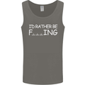 I'd Rather Be Fishing Funny Fisherman ECG Mens Vest Tank Top Charcoal