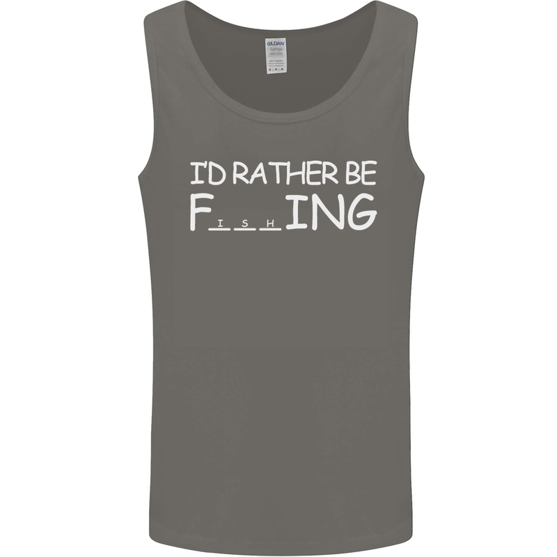 I'd Rather Be Fishing Funny Fisherman ECG Mens Vest Tank Top Charcoal