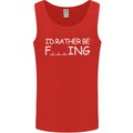 I'd Rather Be Fishing Funny Fisherman ECG Mens Vest Tank Top Red
