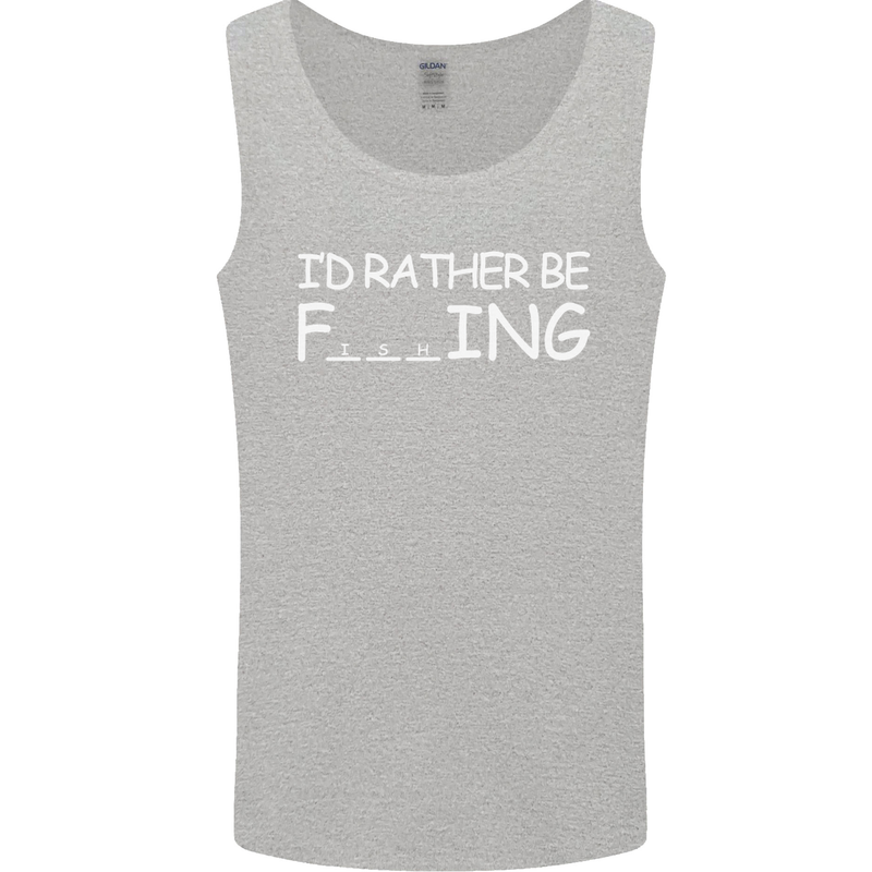 I'd Rather Be Fishing Funny Fisherman ECG Mens Vest Tank Top Sports Grey