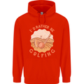 I'd Rather Be Golfing Funny Golf Golfer Childrens Kids Hoodie Bright Red