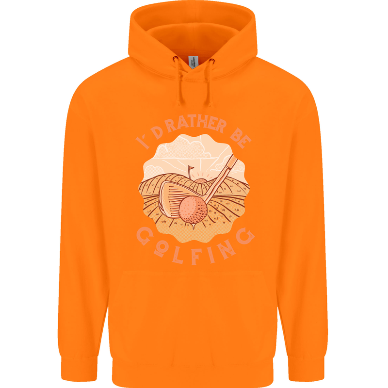 I'd Rather Be Golfing Funny Golf Golfer Childrens Kids Hoodie Orange