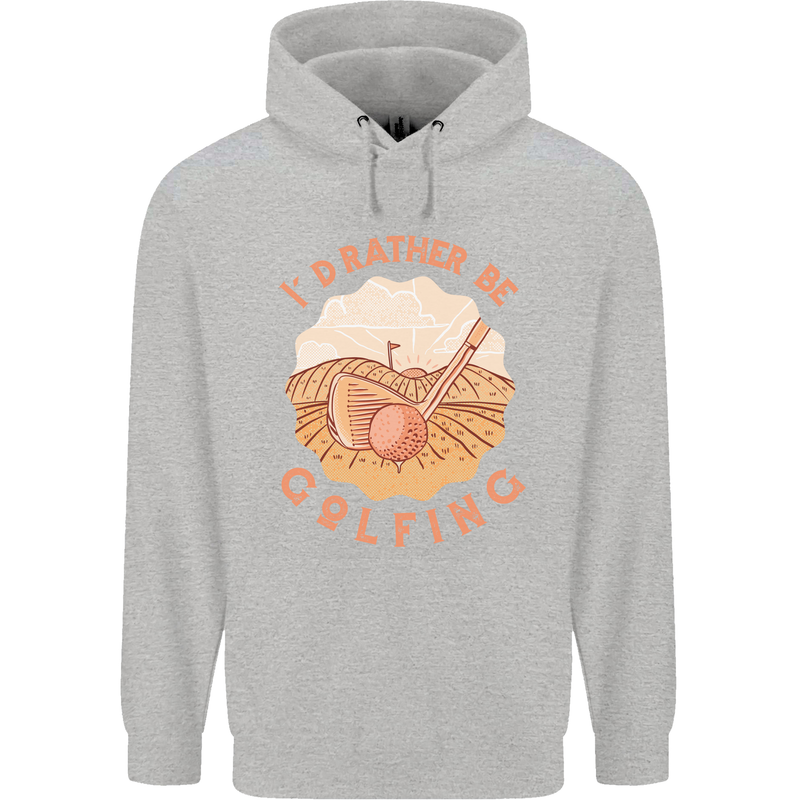 I'd Rather Be Golfing Funny Golf Golfer Childrens Kids Hoodie Sports Grey
