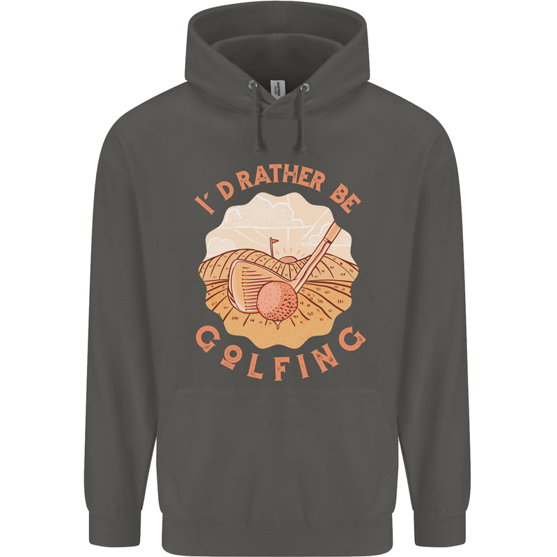 I'd Rather Be Golfing Funny Golf Golfer Childrens Kids Hoodie Storm Grey