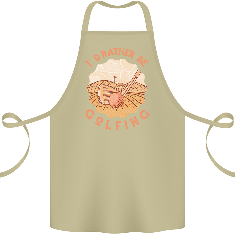 I'd Rather Be Golfing Funny Golf Golfer Cotton Apron 100% Organic Khaki