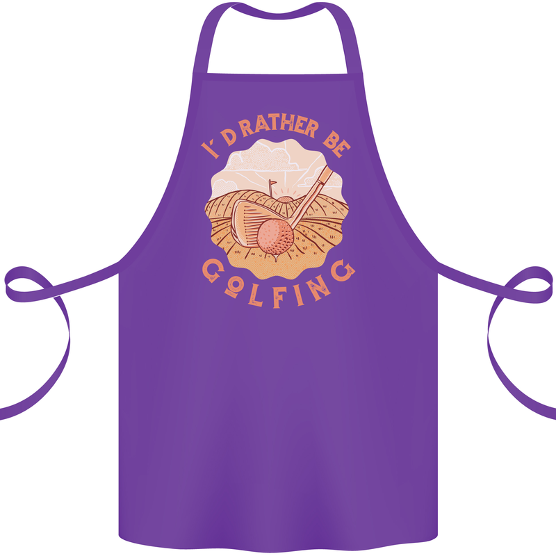 I'd Rather Be Golfing Funny Golf Golfer Cotton Apron 100% Organic Purple