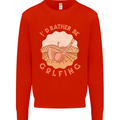 I'd Rather Be Golfing Funny Golf Golfer Kids Sweatshirt Jumper Bright Red