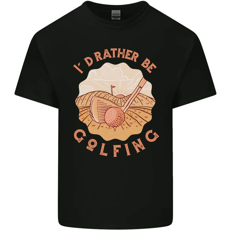 I'd Rather Be Golfing Funny Golf Golfer Mens Cotton T-Shirt Tee Top Black
