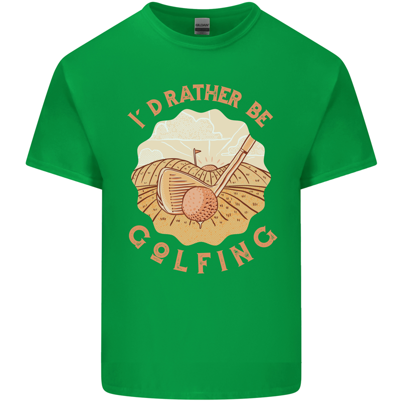 I'd Rather Be Golfing Funny Golf Golfer Mens Cotton T-Shirt Tee Top Irish Green