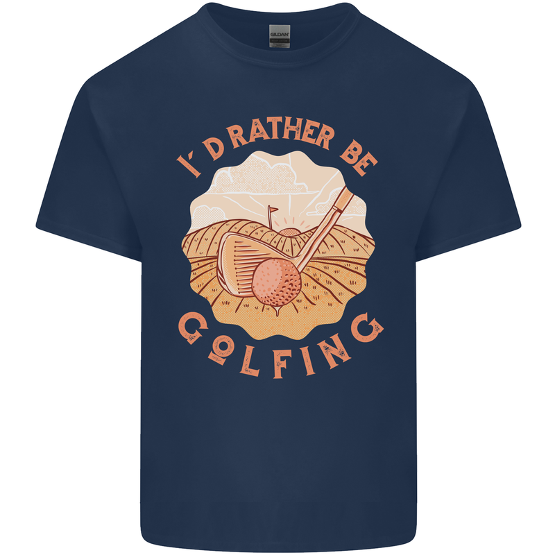 I'd Rather Be Golfing Funny Golf Golfer Mens Cotton T-Shirt Tee Top Navy Blue