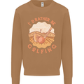 I'd Rather Be Golfing Funny Golf Golfer Mens Sweatshirt Jumper Caramel Latte