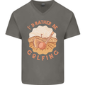 I'd Rather Be Golfing Funny Golf Golfer Mens V-Neck Cotton T-Shirt Charcoal