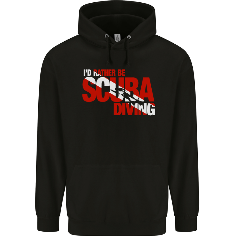 I'd Rather Be Scuba Diving Diver Dive Mens 80% Cotton Hoodie Black