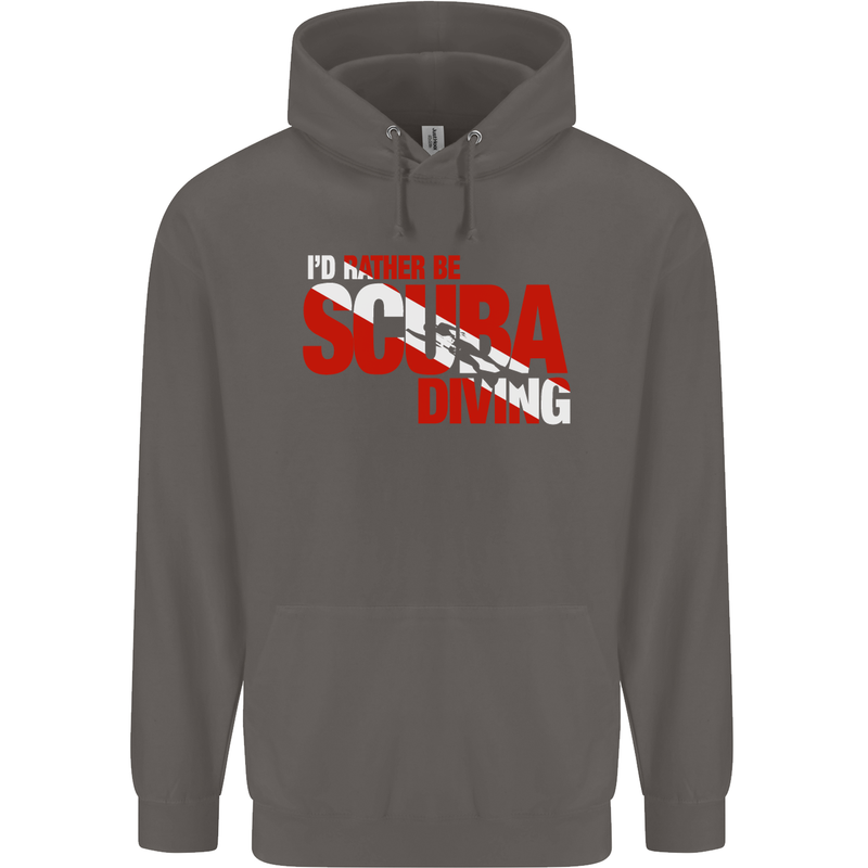I'd Rather Be Scuba Diving Diver Dive Mens 80% Cotton Hoodie Charcoal