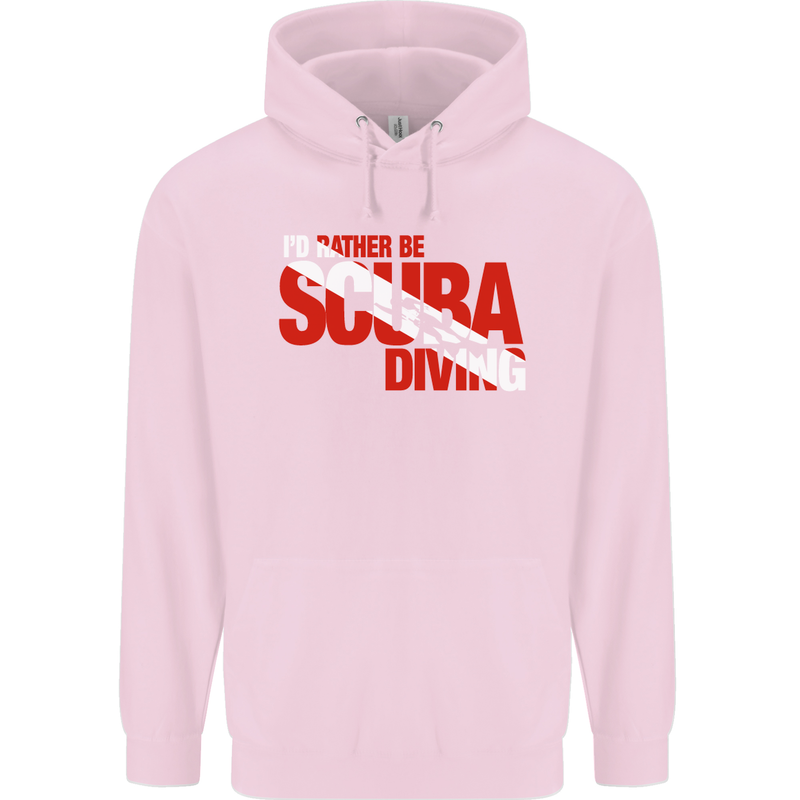 I'd Rather Be Scuba Diving Diver Dive Mens 80% Cotton Hoodie Light Pink