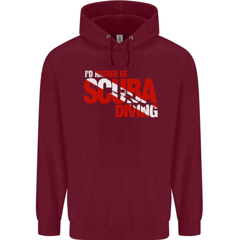 I'd Rather Be Scuba Diving Diver Dive Mens 80% Cotton Hoodie Maroon