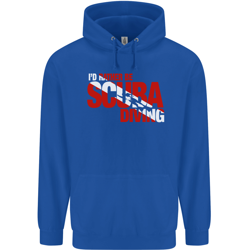 I'd Rather Be Scuba Diving Diver Dive Mens 80% Cotton Hoodie Royal Blue
