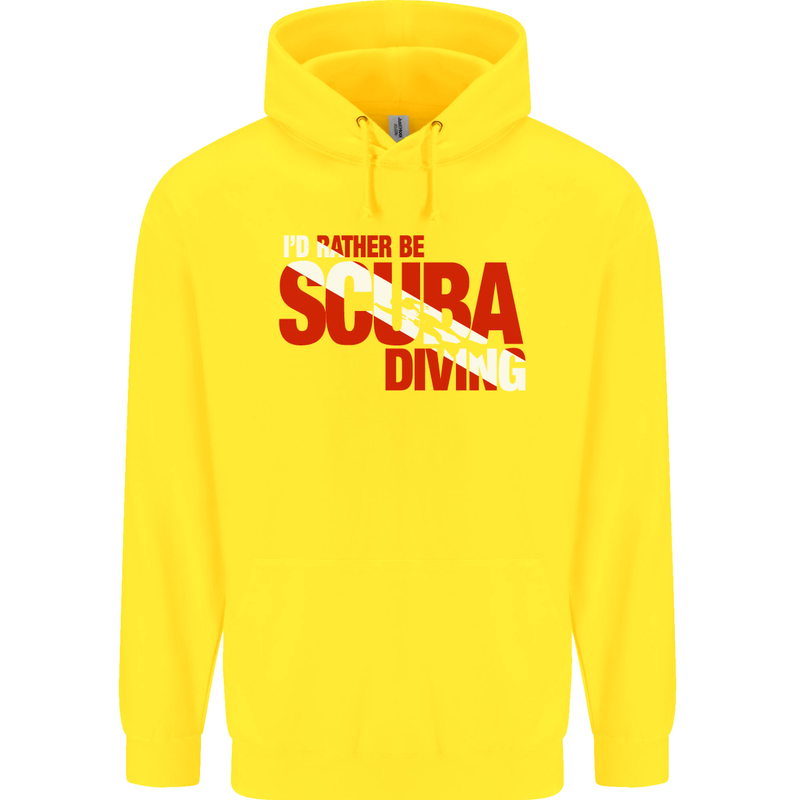 I'd Rather Be Scuba Diving Diver Dive Mens 80% Cotton Hoodie Yellow
