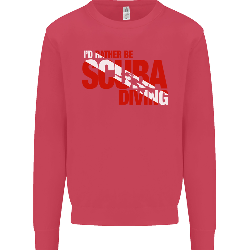 I'd Rather Be Scuba Diving Diver Dive Mens Sweatshirt Jumper Heliconia